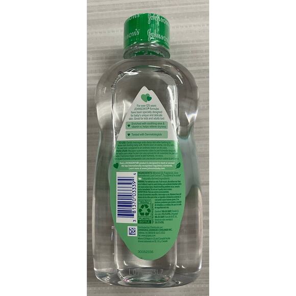New Sealed Johnson's Aloe & Vitamin E Oil Paraben Dye Free Mild  14FL OZ (414mL) - Picture 2 of 7